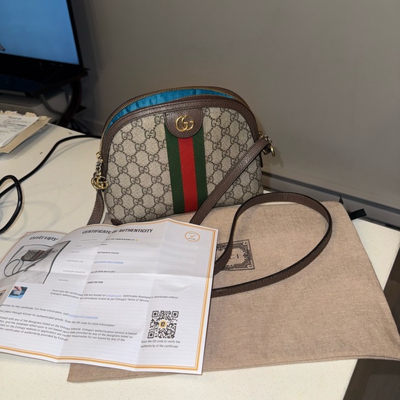 Gucci Handbags - Gucci Beige and Green Crossbody Bag